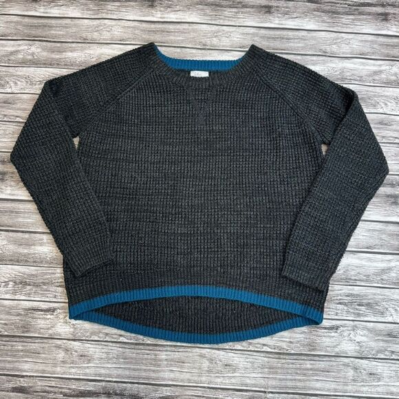 John & Jenn Womens Ribbed Long Sleeve Sweater Charcoal Grey Gray Blue S SM Small - Picture 11 of 12